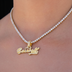 Baseball Lifestyle 101 Iced Wordmark Pendant in Yellow Gold