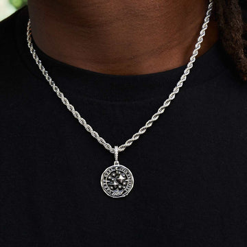 Black Compass Coin Pendant