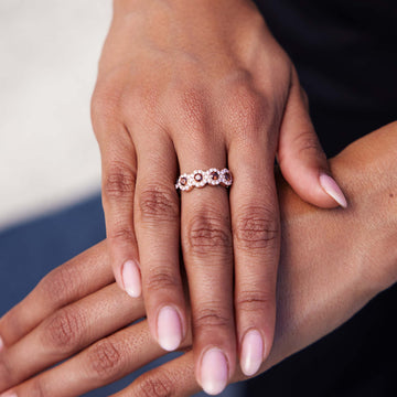 Anillo circular helado marrón en vermeil de oro rosa