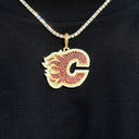 Calgary Flames Official NHL Logo Pendant in Yellow Gold