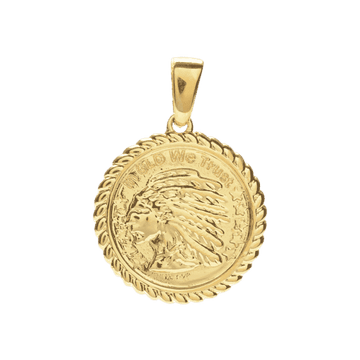 Conjunto de Cruz y Moneda en Oro Amarillo
