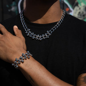 Circular Chain + Bracelet Bundle in White Gold