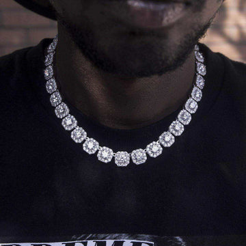 Clustered Tennis Necklace in White Gold - The GLD Shop