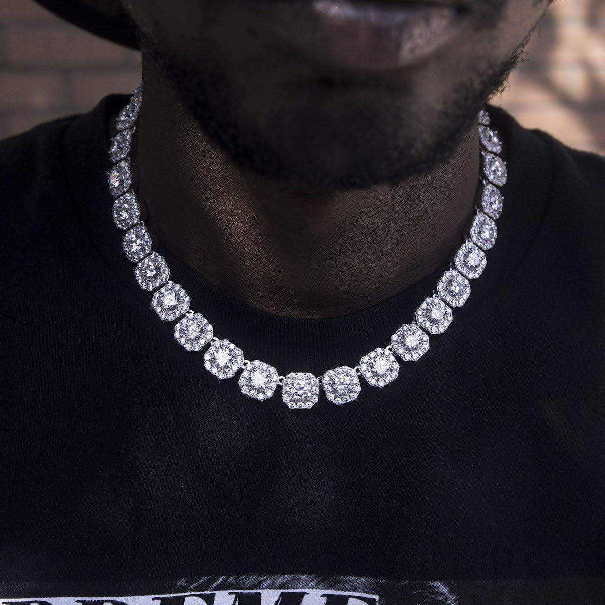 Clustered Tennis Necklace in White Gold | The GLD Shop