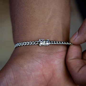 Paquete de Cadena Cubana + Pulsera de 5 mm - Oro Blanco