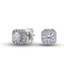 0.75ct Cushion Cut Lab Grown Diamond Stud Earrings in Solid White Gold/SI Lab