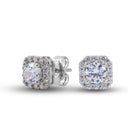 2ct 6mm Cushion Cut Lab Grown Diamond Stud Earrings in Solid White Gold/VS Lab