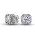 Aretes de diamante cultivado con corte cojín en oro blanco macizo