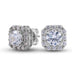 Aretes de diamante cultivado con corte cojín en oro blanco macizo