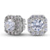 Aretes de diamante cultivado con corte cojín en oro blanco macizo