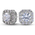 Aretes de diamante cultivado con corte cojín en oro blanco macizo