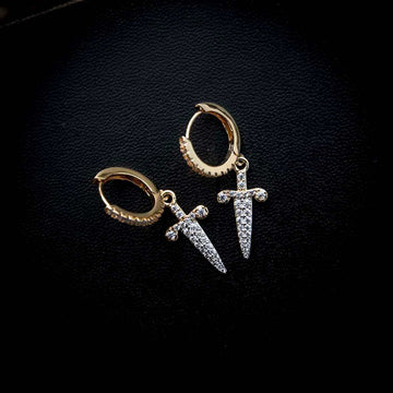 Dagger Hoop Earrings in Yellow Gold