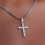 Diamond Cross Pendant in White Gold