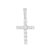 Lab Grown Diamond Cross Pendant in Solid White Gold