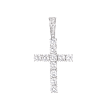Lab Grown Diamond Cross Pendant in Solid White Gold