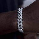 Pulsera de eslabones cubanos de diamantes de oro blanco - 12 mm
