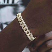 GLD Diamond Cuban Link Bracelet in Yellow Gold - 12mm