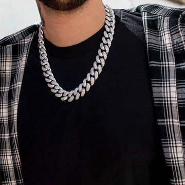 Diamond Cuban Link Chain in White Gold - 19mm