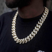 GLD Diamond Cuban Link Chain in Yellow Gold - 19mm