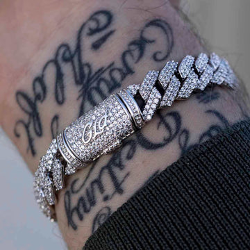 Diamond Prong Link Bracelet in White Gold - 12mm - The GLD Shop