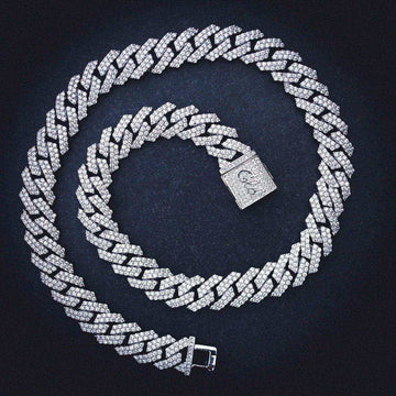 Diamond Prong Link Chain in White Gold - 12mm - The GLD Shop