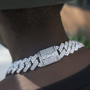 Diamond Prong Link Chain in White Gold - 19mm - The GLD Shop