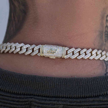 Diamond Prong Link Chain in Yellow Gold - 12mm - The GLD Shop