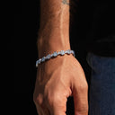 Pulsera de tenis de oro blanco con cadena de corte cuadrado y diamantes