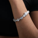 Pulsera de tenis de oro blanco con cadena de corte cuadrado y diamantes