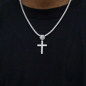Diamond Studded Cross in White Gold