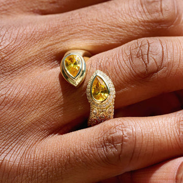 Anillo Doble Pera en Vermeil de Oro Amarillo