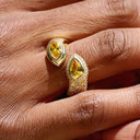 Anillo Doble Pera en Vermeil de Oro Amarillo