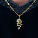 Dragon Pendant + 3mm Micro Cuban Chain Set in Yellow Gold