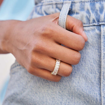 14k Solid Gold Baguette Ring in Yellow Gold-VS Diamonds