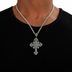 Medieval Cross Black Stones Pendant in Black