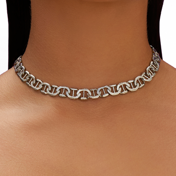 Cadena marinera ajustable en oro blanco - 9 mm