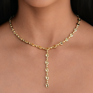 Collar Lariat Valentina plano en oro amarillo