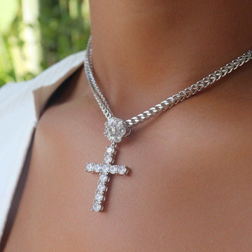 Diamond Studded Cross in White Gold