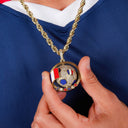 Diamond France Globe Flag Pendant in Yellow Gold
