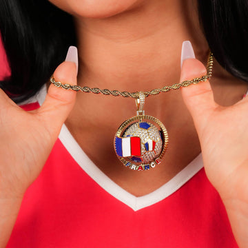 Colgante Iced France Globe en oro amarillo