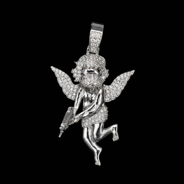 Dije de Ángel Enmascarado en Oro Blanco