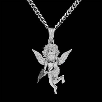 Dije de Ángel Enmascarado en Oro Blanco