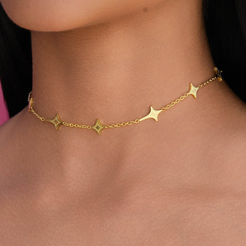 GLD Star Adjustable Chain Necklace in Yellow Gold