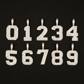 Pave Number Pendants in Yellow Gold