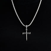 Nail Cross Pendant in White Gold