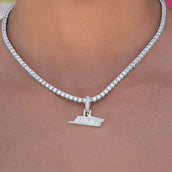 Micro New York Jets Official NFL Logo Pendant in White Gold