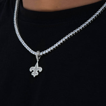 New Orleans Saints Official NFL Micro Logo Solid Pendant in White Gold