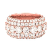 Men's Moissanite 5 Layer Diamond Band Ring in Rose Gold Vermeil