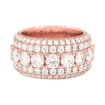 Men's Moissanite 5 Layer Diamond Band Ring in Rose Gold Vermeil