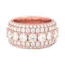 Anillo de banda de diamantes de 5 capas de moissanita para hombre en vermeil de oro rosa